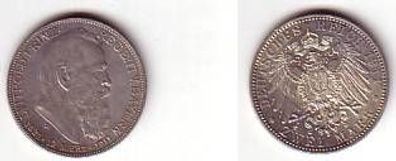 2 Mark Silber Münze Bayern Prinzregent Luitpold 1911