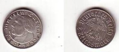 2 Mark Silber Münze Martin Luther 1933 D