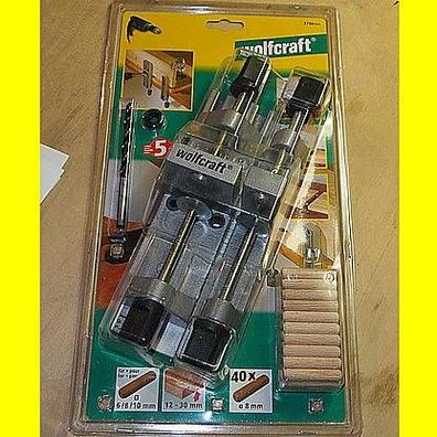wolfcraft 3750000 - Universal Holzdübler Set mit Tiefenstopp - Holzdübeln u. Bohrer 8