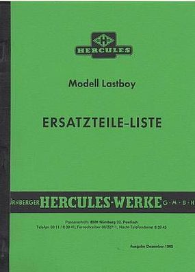 Ersatzteilliste Hercules Modell Lastboy, Oldttimer, Klassiker