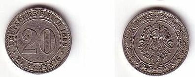 20 Pfennig Nickel Münze Kaiserreich 1888 A