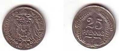 25 Pfennig Nickel Münze 1909 F Jäger 18