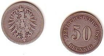 50 Pfennig Silber Münze Kaiserreich 1876 A