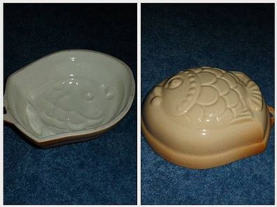 schöne alte Keramikschale/ Puddingform-Fisch