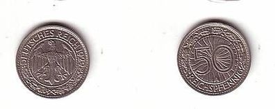 50 Pfennig Nickel Münze Weimarer Republik 1929 A