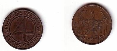 4 Pfennig Kupfer Münze Weimarer Republik 1932 F