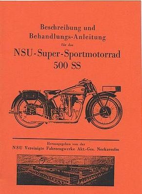 Beschreibung für das NSU Super Sportmotorrad 500 SS, Zweirad, Oldtimer