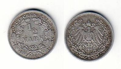 1/2 Mark Silber Münze Kaiserreich 1909 E