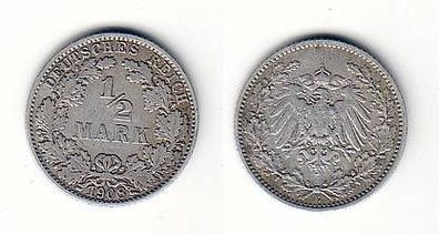 1/2 Mark Silber Münze Kaiserreich 1908 E