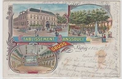 49209 Ak Gruß aus Leipzig Etablissement Sanssouci 1900