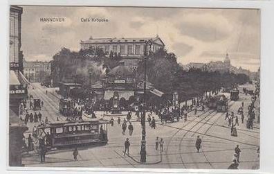 17616 Ak Hannover Café Kröpcke mit Straßenbahnen 1912
