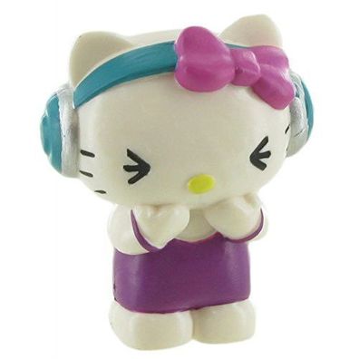 Hello Kitty Sammelfigur Spielfigur Musik Kpfhörer kätzchen 6cm NEU Comansi NEW