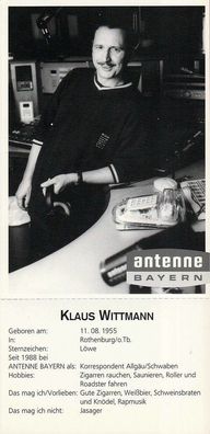 Klaus Wittmann ( Antenne Bayern ) - Autogrammkarte