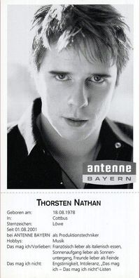 Thorsten Nathan ( Antenne Bayern ) - Autogrammkarte