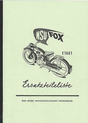 Ersatzteilliste NSU Fox 2-Takt, 125 ccm, Motorrad, Zweirad, Oldtimer, Klassiker