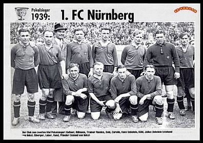 1 FC Nürnberg DFB Pokalsieger 1939 Mannschaftskarte