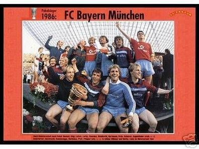 Bayern München DFB Pokalsieger 1986 Mannschaftskarte