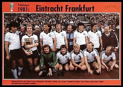 Eintr. Frankfurt DFB Pokalsieger 1981 Mannschaftskarte