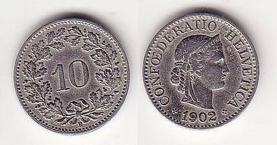 10 Rappen Nickel Münze Schweiz 1902