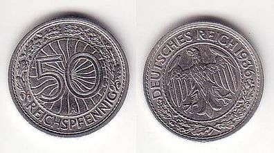 50 Pfennig Nickel Münze Weimarer Republik 1936 A