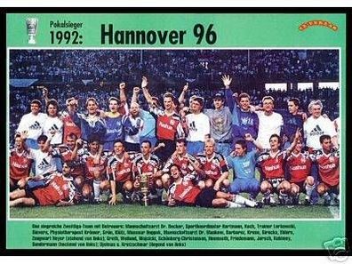 Hannover 96 DFB Pokalsieger 1992 Mannschaftskarte
