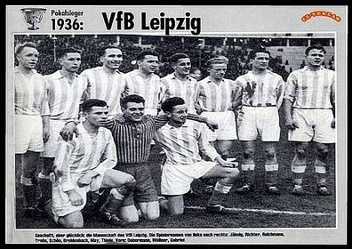 VFB Leipzig DFB Pokalsieger 1936 Mannschaftskarte