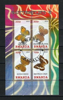 Motiv - Block aus Rwanda - Schmetterling (4 Marken) o