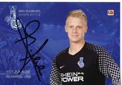Marcel Lentz MSV Dusiburg 2011-12 Autogrammkarte + A 11763