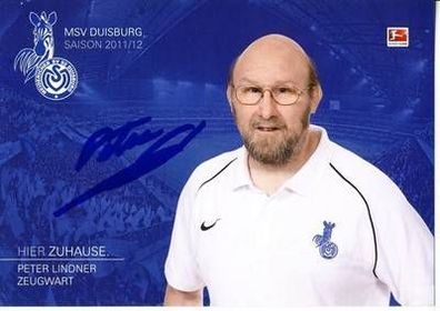 Peter Lindner MSV Dusiburg 2011-12 Autogrammkarte + A 11778