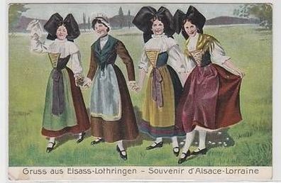 50307 Präge Ak Gruß aus Elsass Lothringen Mädchen in Tracht 1915