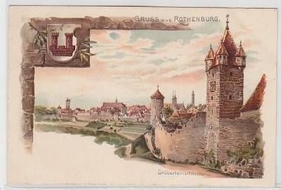 50552 Ak Lithographie Gruß aus Rothenburg um 1900