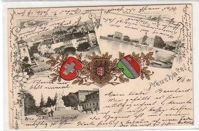 38013 Präge Wappen Ak Neuchatel Schweiz 1901