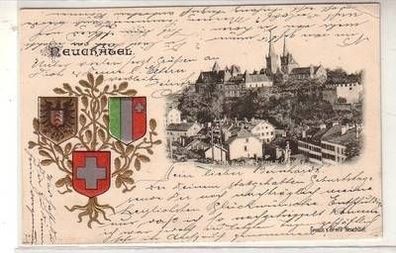 49354 Präge Wappen Ak Neuchatel Schweiz 1904