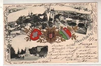 28502 Präge Wappen Ak Neuchatel Schweiz 1901