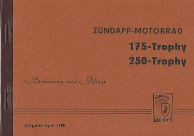 Bedienunganleitung Zündapp 175-Trophy / 250 Trophy, Motorrad, Moped, Mokick