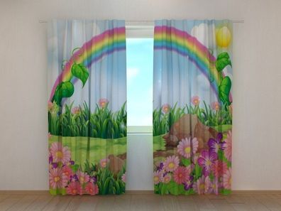 Fotogardine Regenbogen, Vorhang bedruckt, Fotodruck, Fotovorhang, nach Maß
