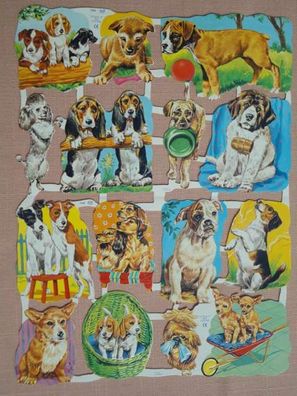 Mamelok England Scraps Sheets Plaatjes Chromos Glanzbilder mlp 1544 1545 Tiere Hunde