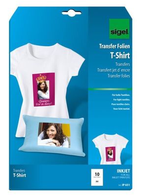 10 Blatt Sigel InkJet Transferfolie T-Shirt Druck Folie IP651 Bügelfolie