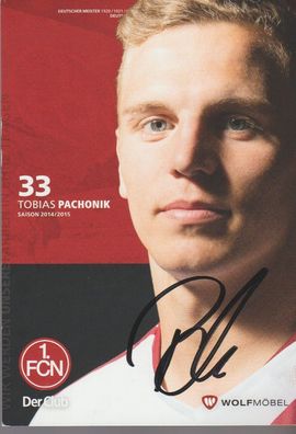 Tobias Pachonik Autogramm 1. FCN Saison 2014/2015