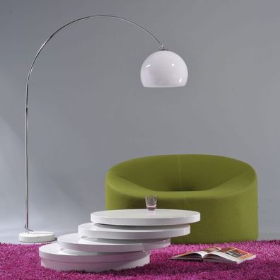cagü: XL Design Retro Lounge Bogenlampe Stehlampe [LUXX] Weiss & Marmorfuss 175-205m