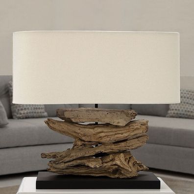cagü: Design Tischlampe Tischleuchte [TIMOR] Beige aus Treibholz Handgefertigt 55cm