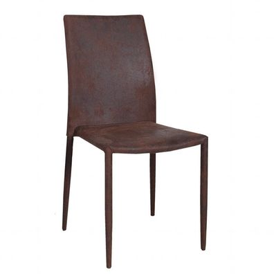 cagü: Design Retro Stuhl Küchenstuhl (BOSTON] Antik-Braun aus Microfaser mit Ziernaht