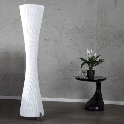 cagü: XXL Design Retro Plissee Stehlampe Stehleuchte [LOOP] Weiß Kegelform Rund 180cm