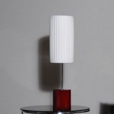 cagü: Design Retro Lounge Plissee Tischleuchte Tischlampe [LOOP] Weiß-Rot 60cm