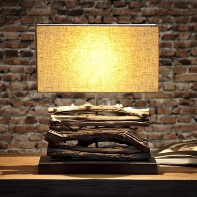 cagü: Design Tischlampe Tischleuchte [AMBON] Beige aus Treibholz Handgefertigt 40cm