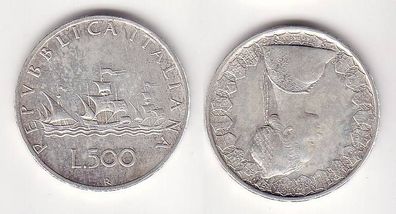 500 Lire Silber Münze Italien Kolumbus Flotte 1964
