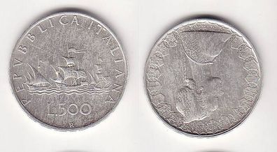 500 Lire Silber Münze Italien Kolumbus Flotte 1961