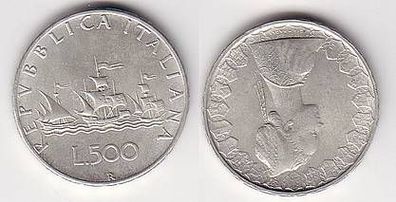 500 Lire Silber Münze Italien Kolumbus Flotte 1966