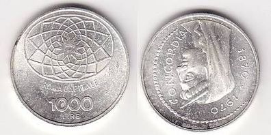 1000 Lire Silber Münze Italien Roma Capitale, Concordia 1870-1970