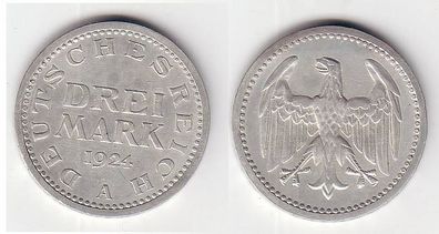 Silber Münze 3 Mark Weimarer Republik 1924 A